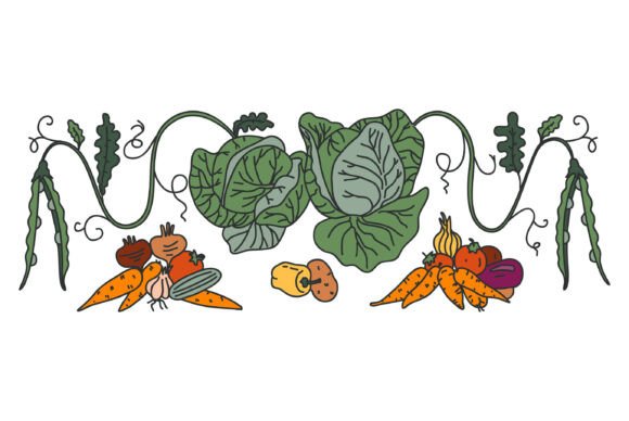 Botanical Decorative Different Vegetable: A Harvest of Hand-Drawn Charm