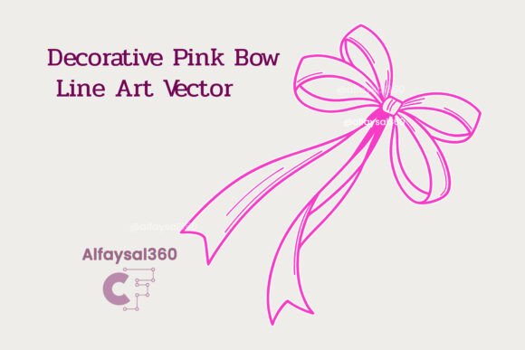 Decorative Pink Bow Line Art: A Versatile Design Asset