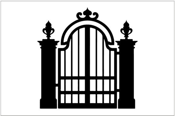 Elevate Your Brand with Wrought Iron Gate Silhouette, Decorative