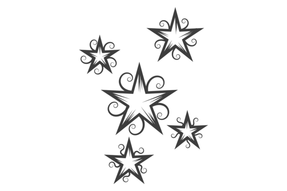 Ornate Stars Tattoo: Black Decorative As